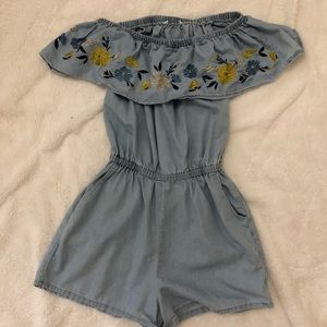 Denim off the shoulder romper